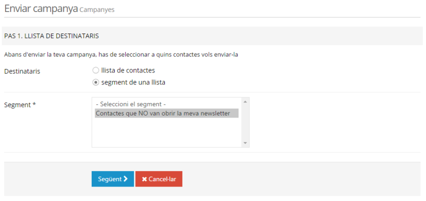 Enviar a un segment