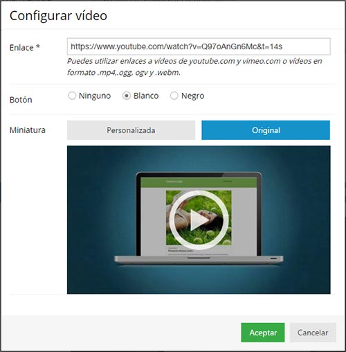 Configurar vídeo