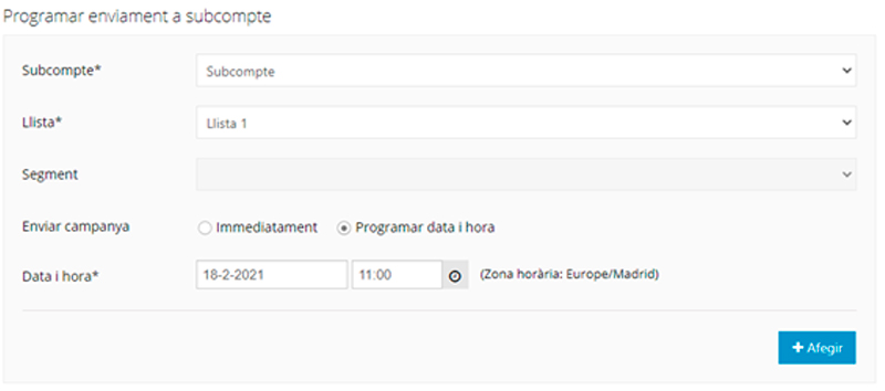 Programar enviament a subcomptes