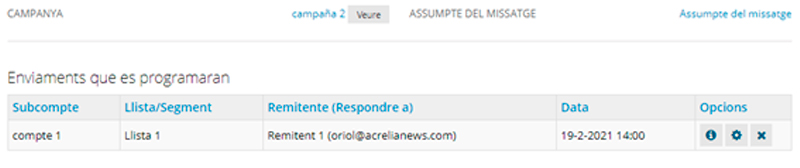 Enviaments que es programaran