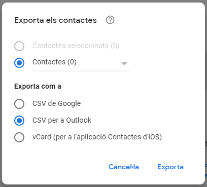 exporta contactes