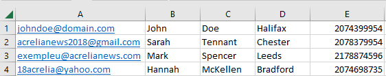 Email list with no headers