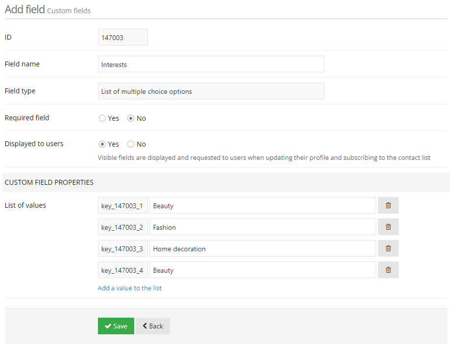 Custom fields import