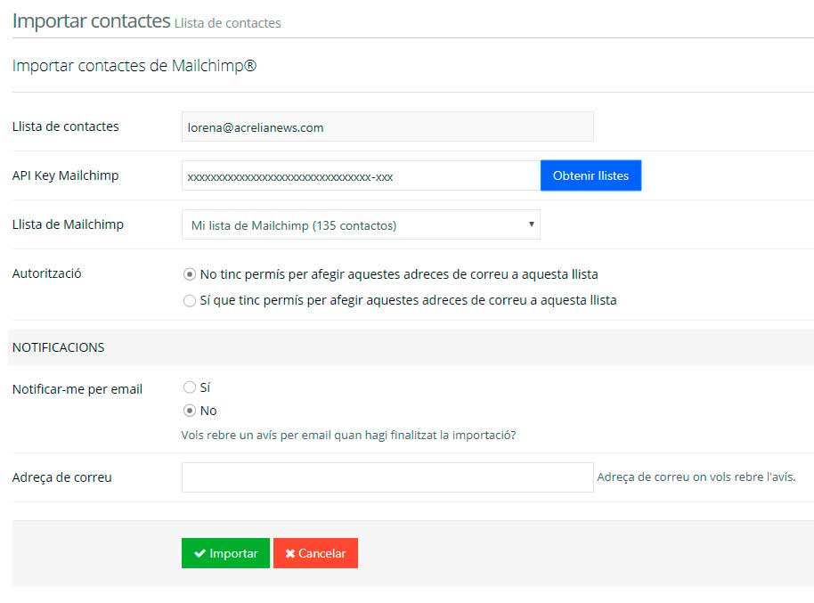 Importar des de Mailchimp