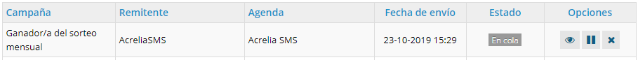 Acrelia SMS -  Control envíos campañas