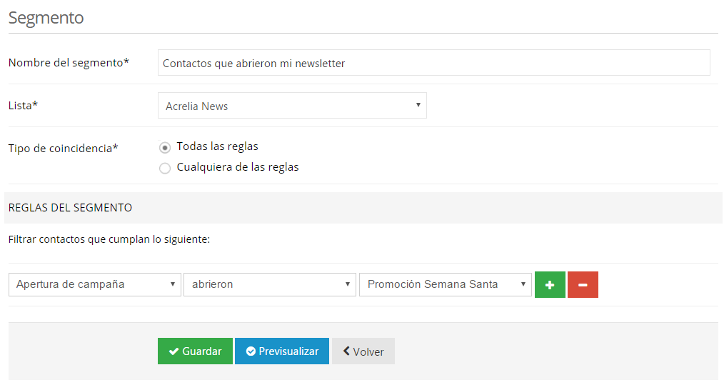Crear segmento