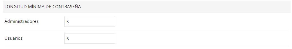 Seguridad longitud mínima contraseña
