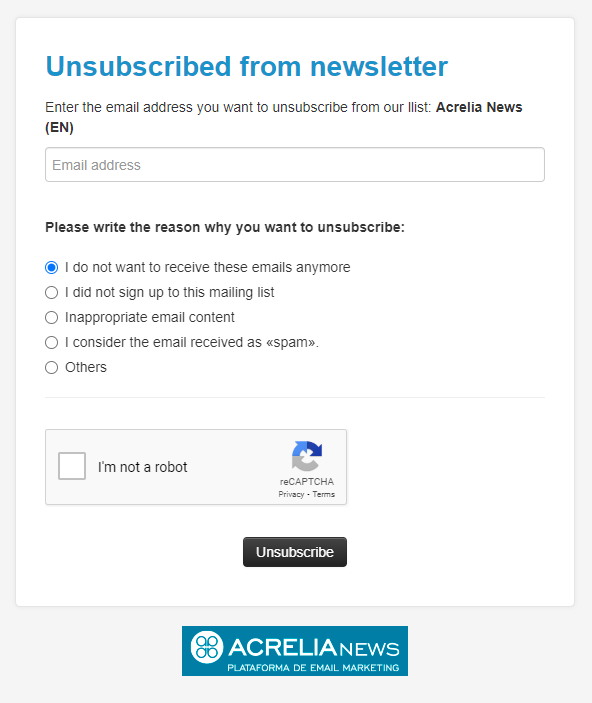 Unsubscribe form
