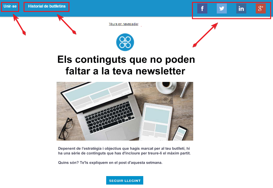 Personalitzar versió web de la newsletter