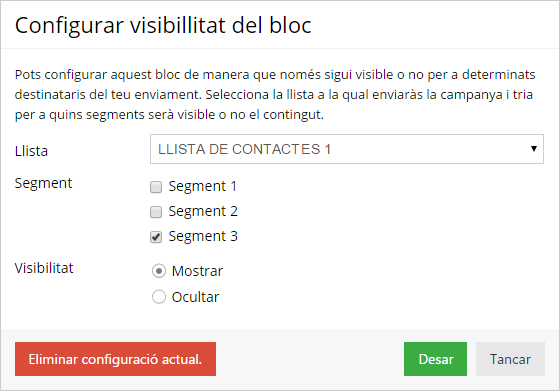 Configurar visibilitat del bloc