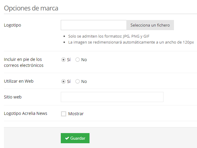 opciones de marca