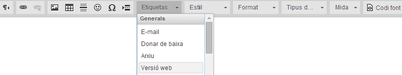 llista d'etiquetes al editor de textos