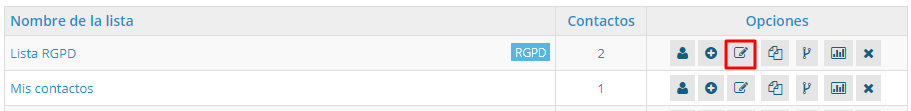 Editar lista de contactos