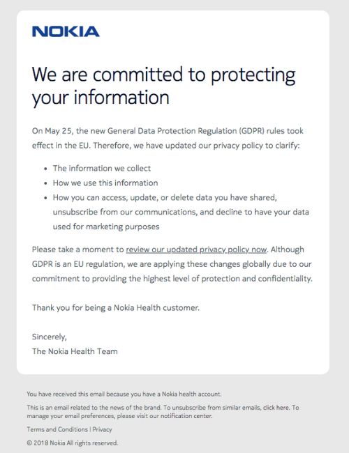 Política privacidad Nokia 