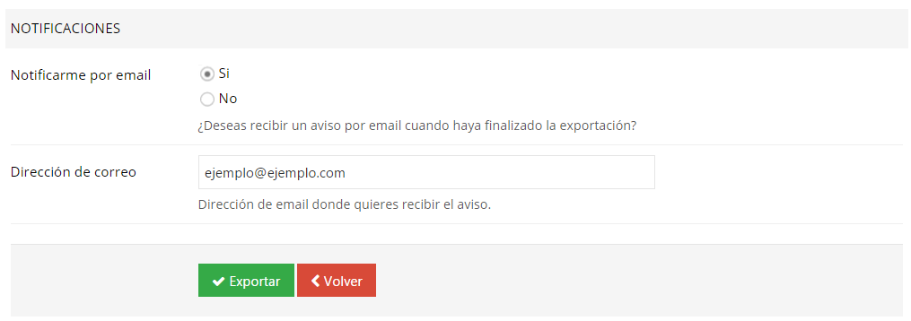 Apartado notificaciones